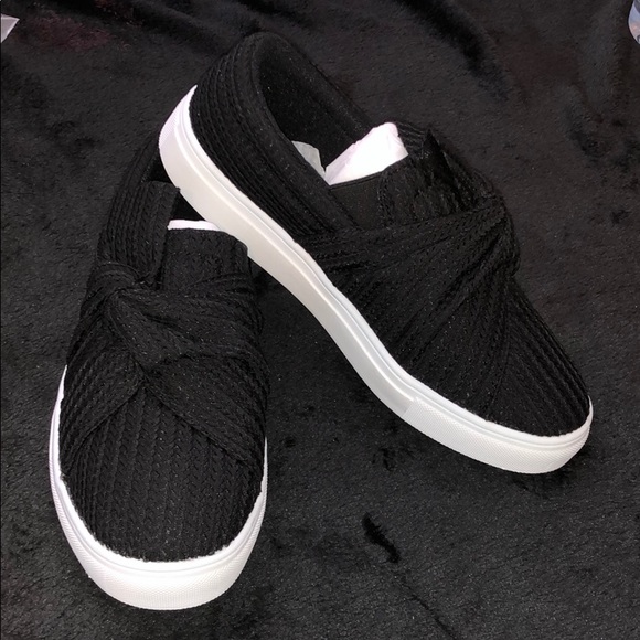 JOLIMALL Women Knitted Twist Slip On Sneakers - Picture 4 of 4